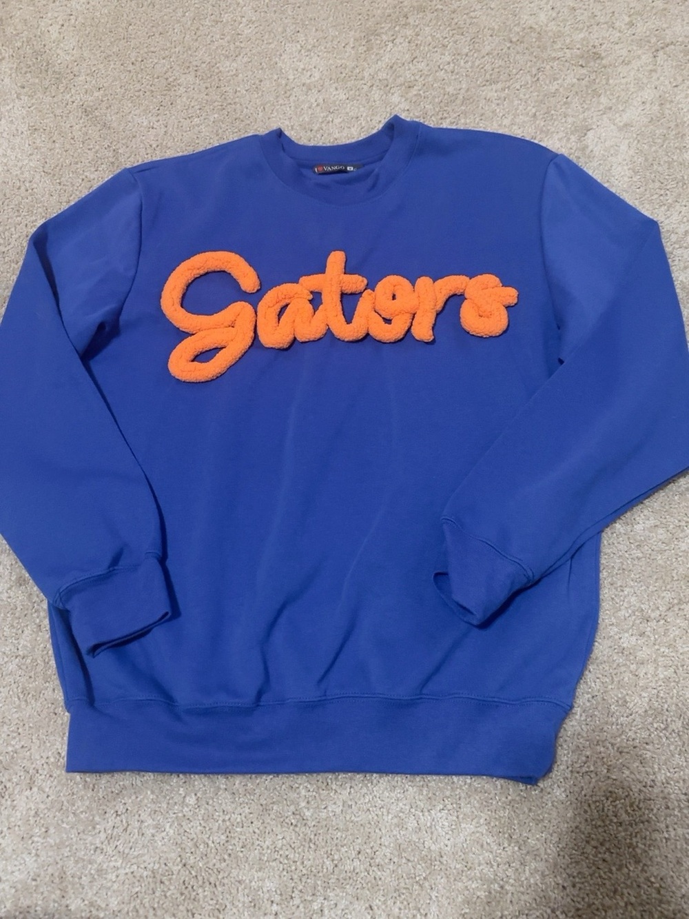Gators Blue Crewneck Sweatshirt Medium Orange Fuzzy Script Vango Game Day